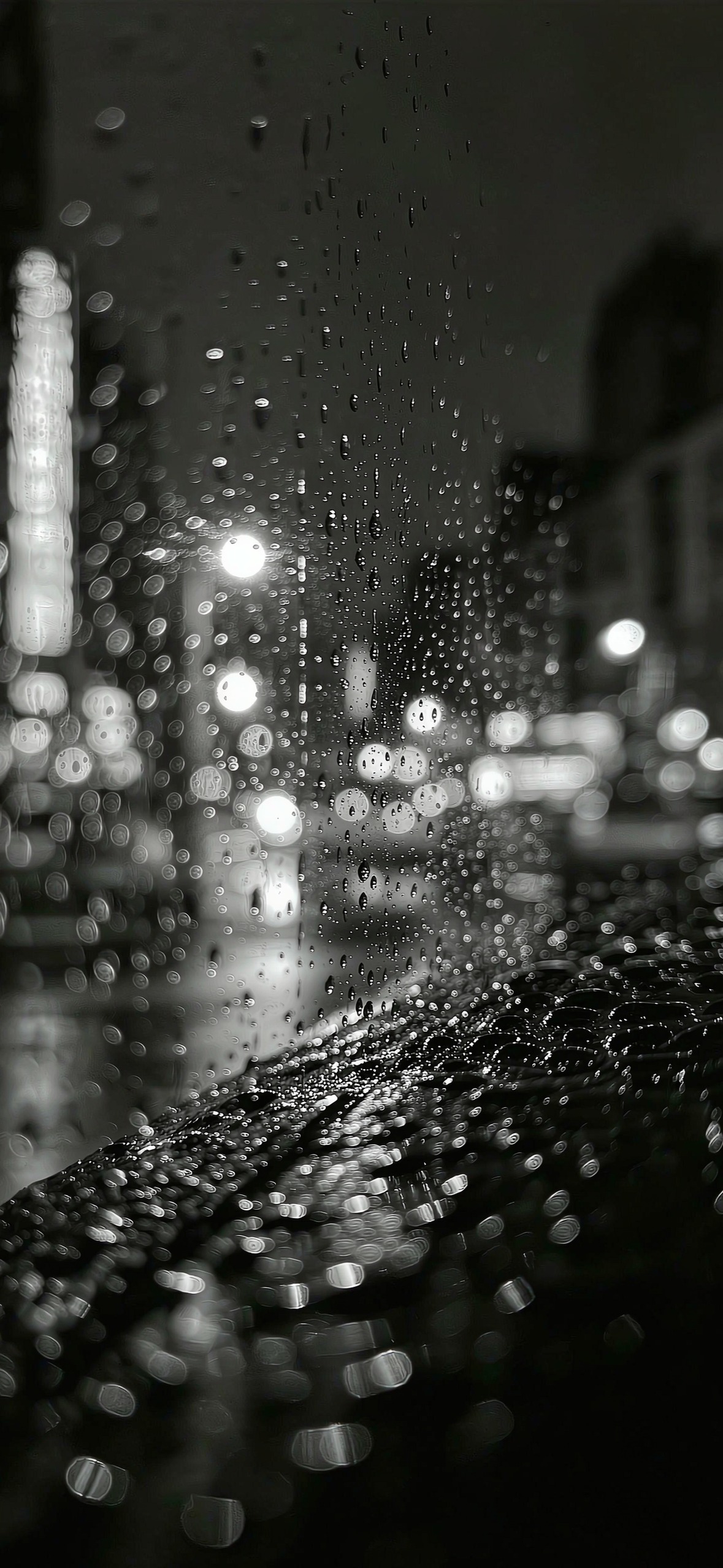 雨窗 · 城市光斑 · 1179×2556 暗黑壁纸