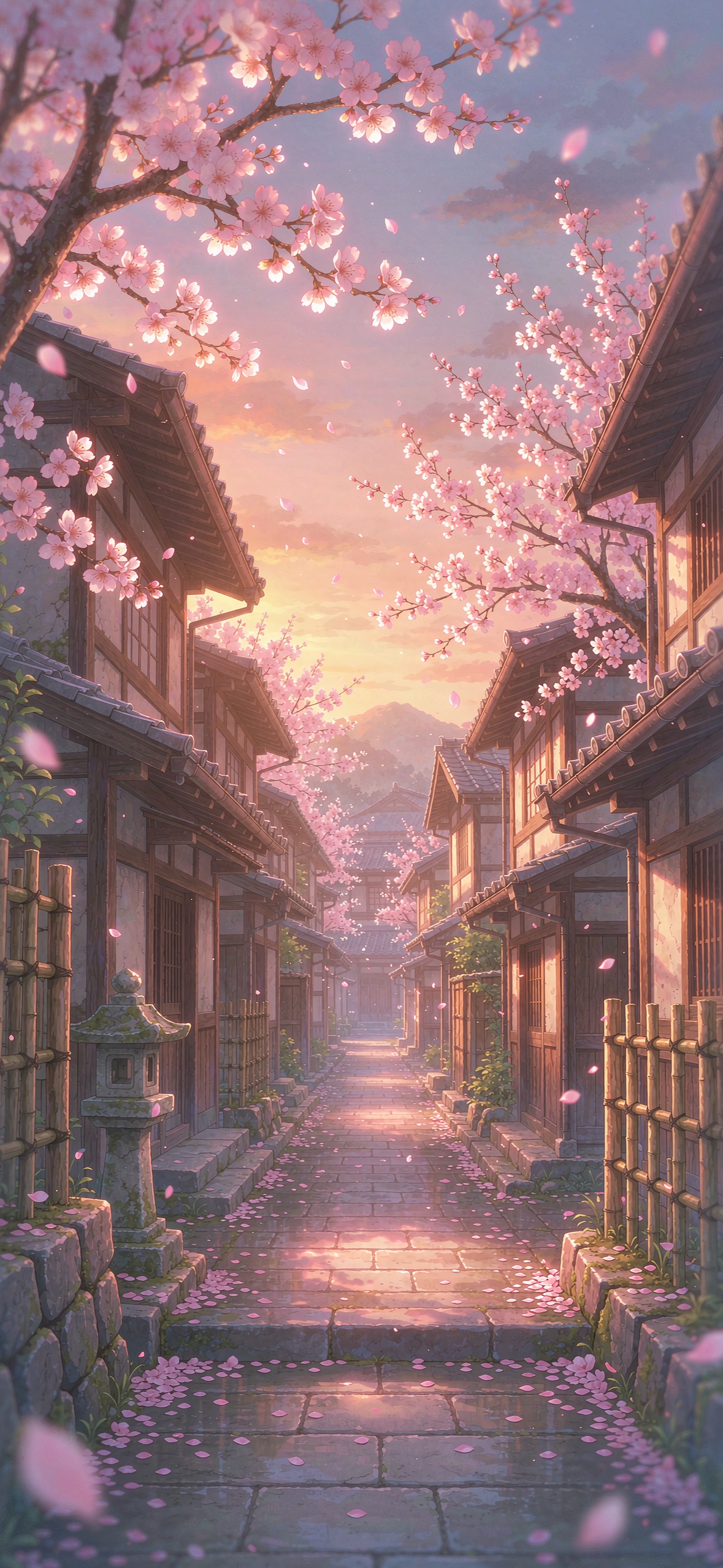 樱花小巷 · 1179×2556 动漫壁纸
