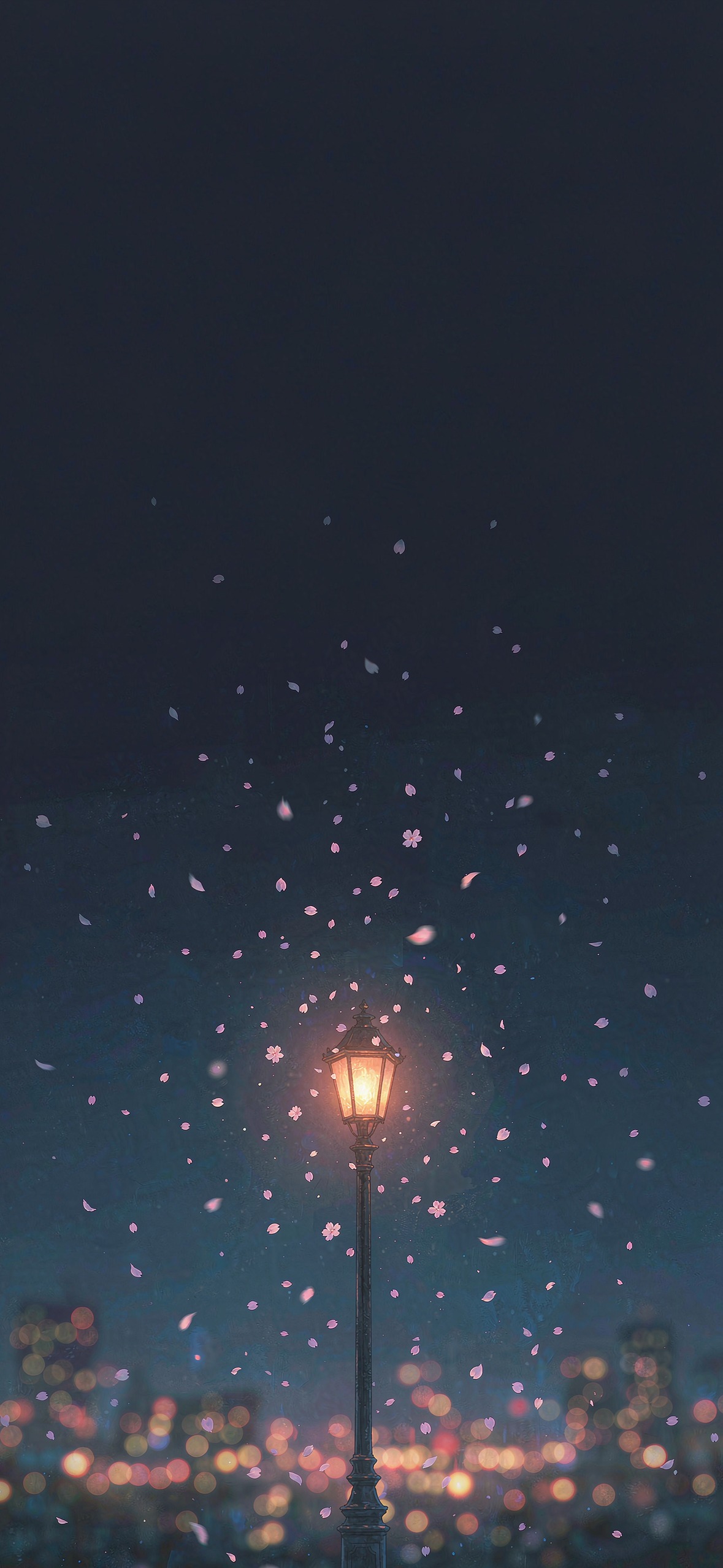 樱花路灯夜 · 1179×2556 动漫壁纸