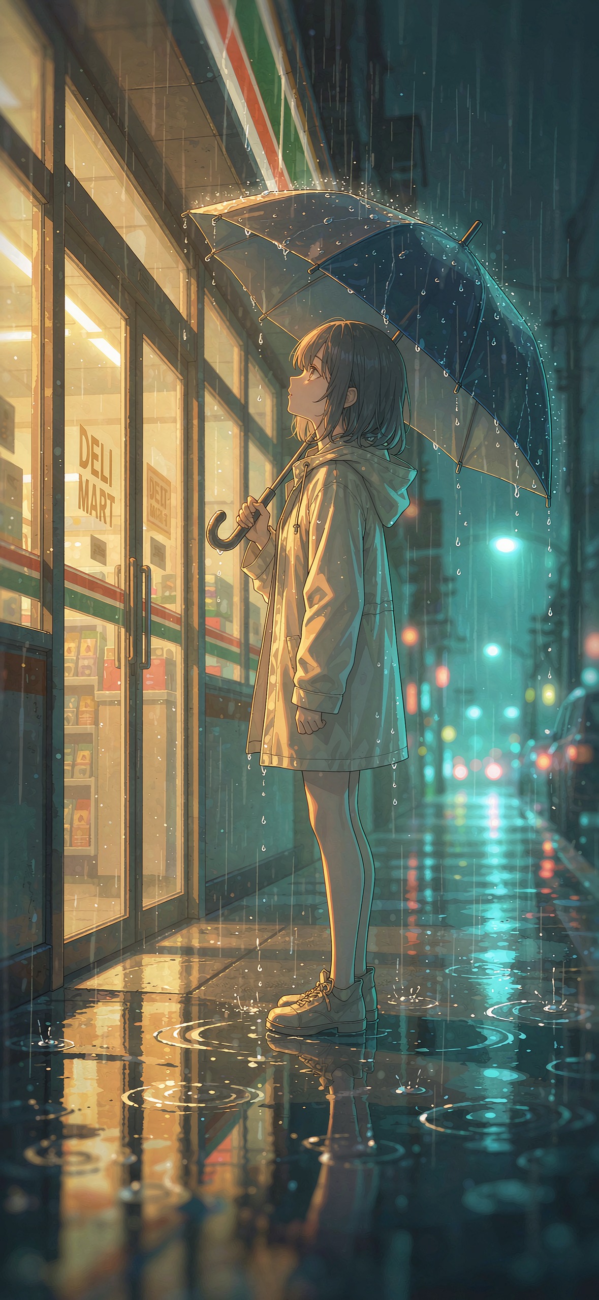 雨夜便利店 · 1179×2556 动漫壁纸