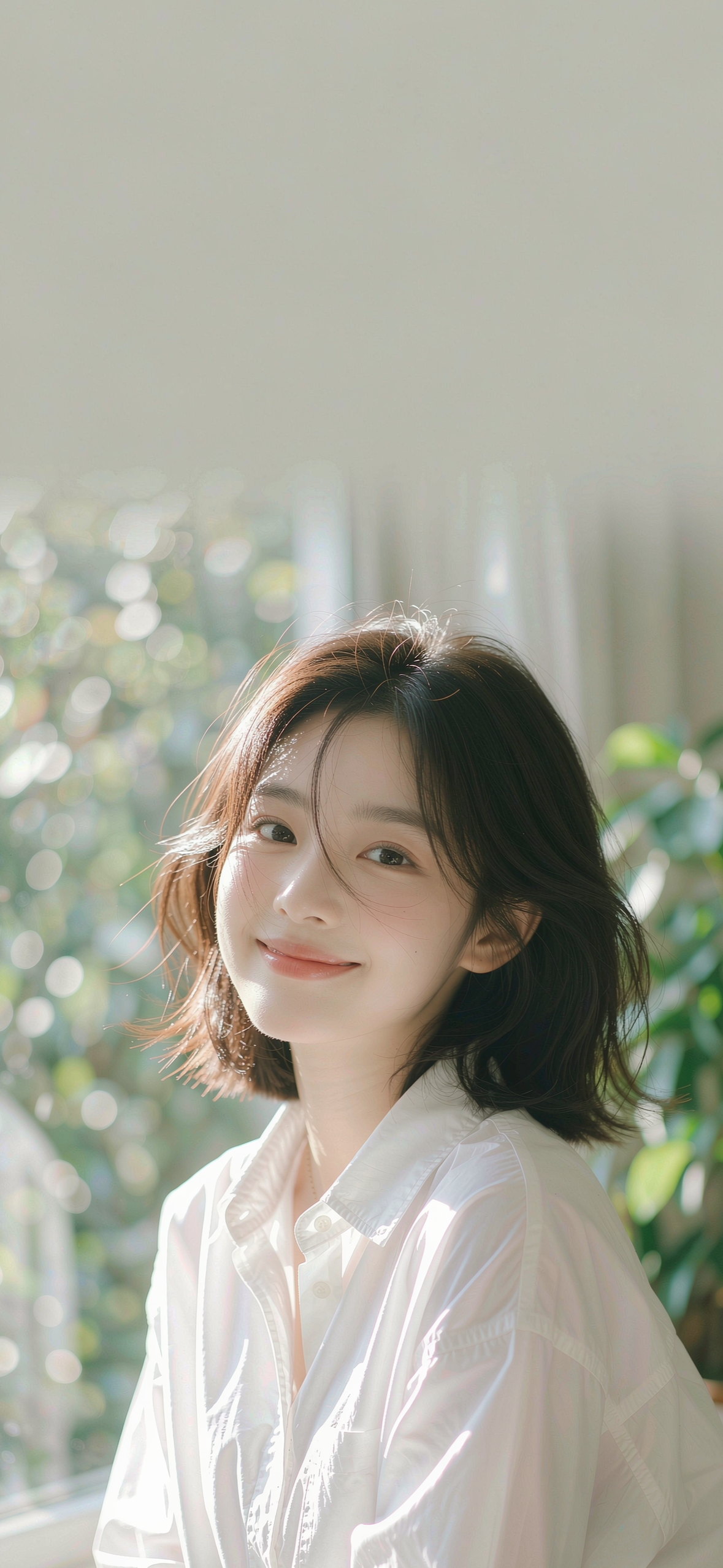 白衬衫微光 · 1179×2556 美女帅哥壁纸