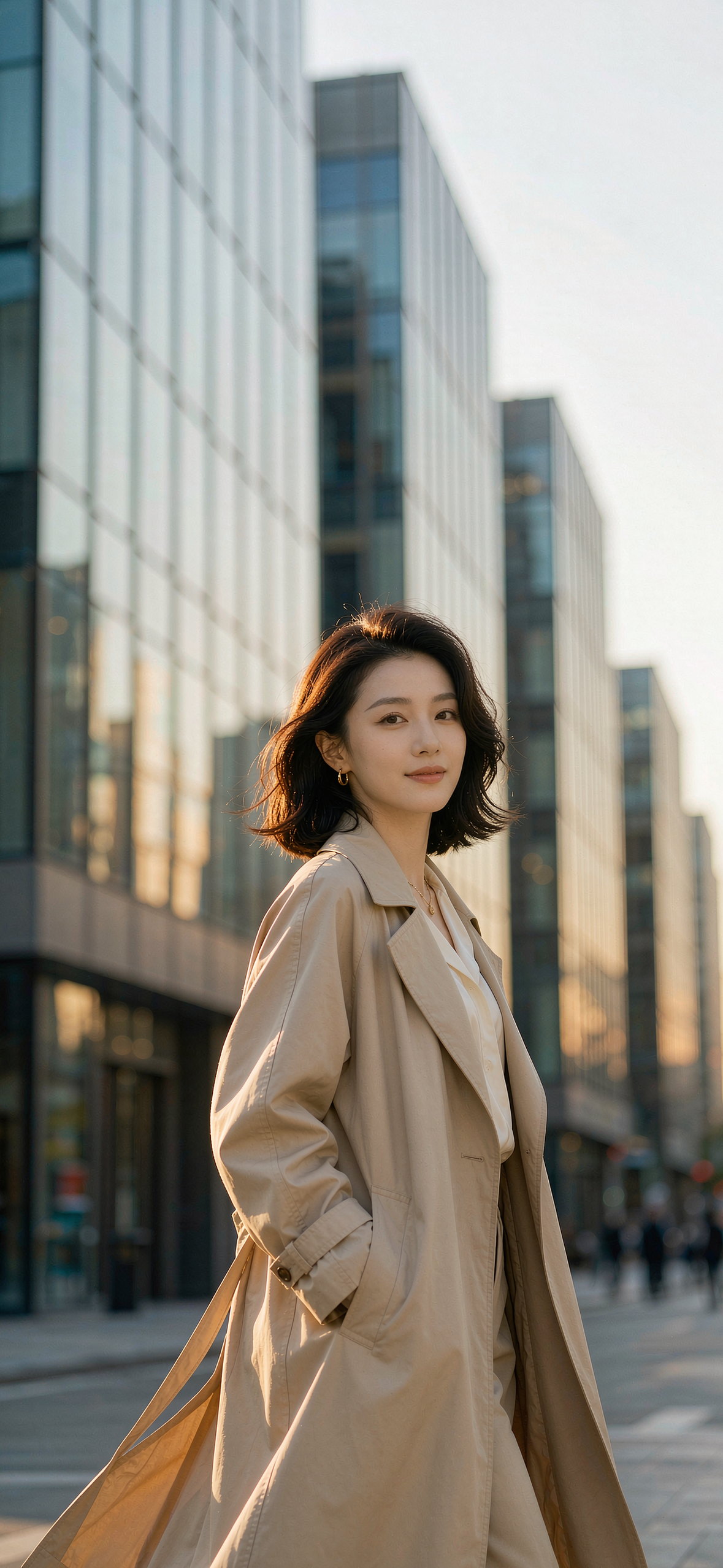 晨街风衣 · 1179×2556 美女帅哥壁纸