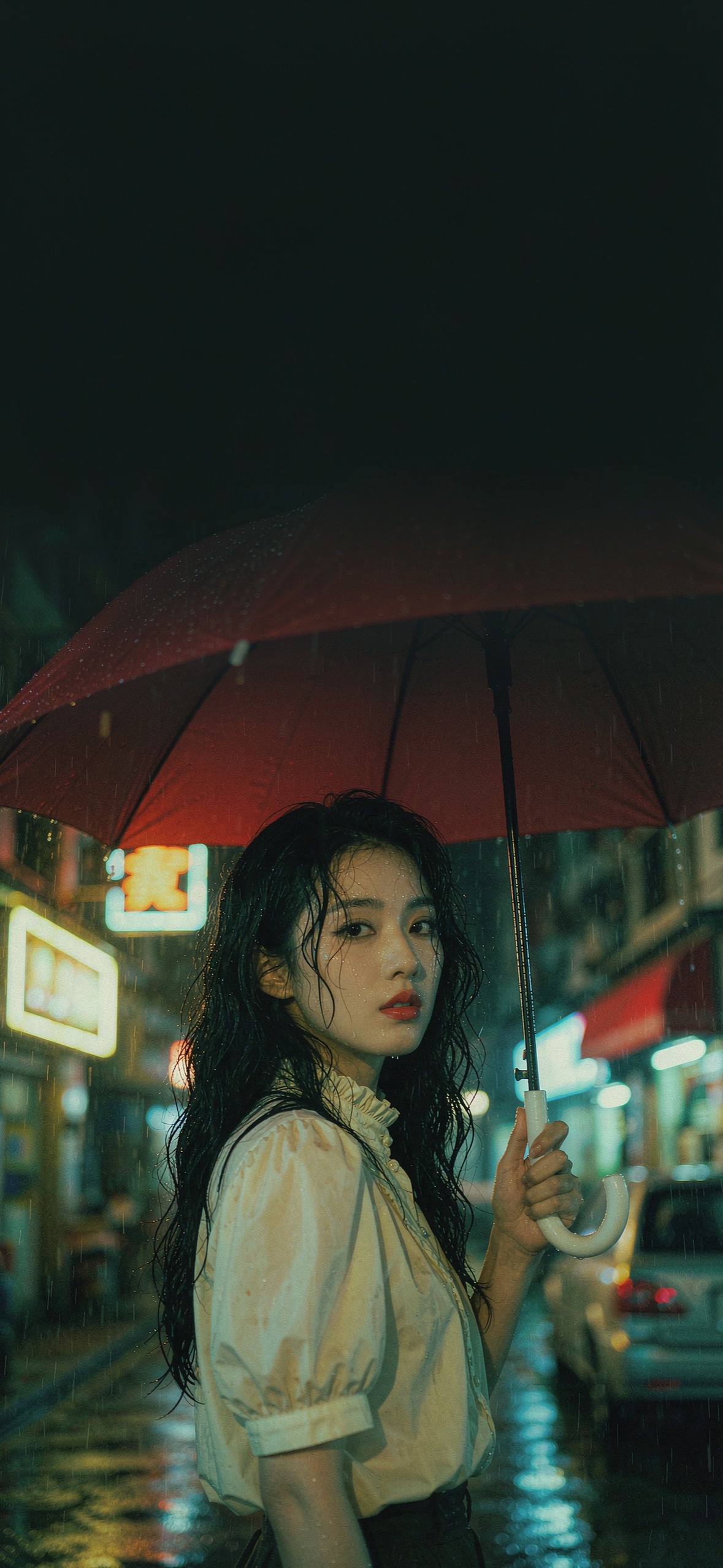 港风雨夜 · 1179×2556 美女帅哥壁纸