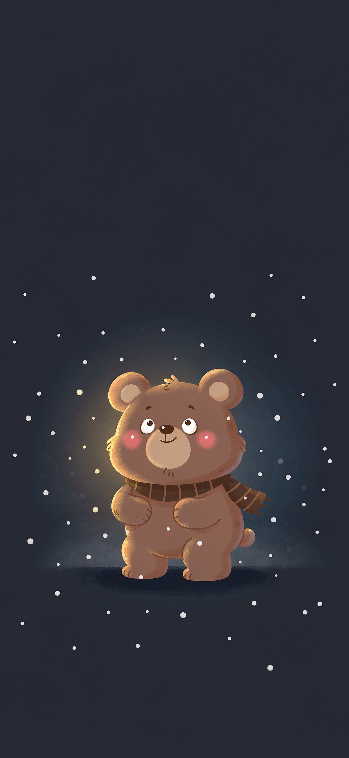 雪夜小熊 · 1179×2556 卡通壁纸
