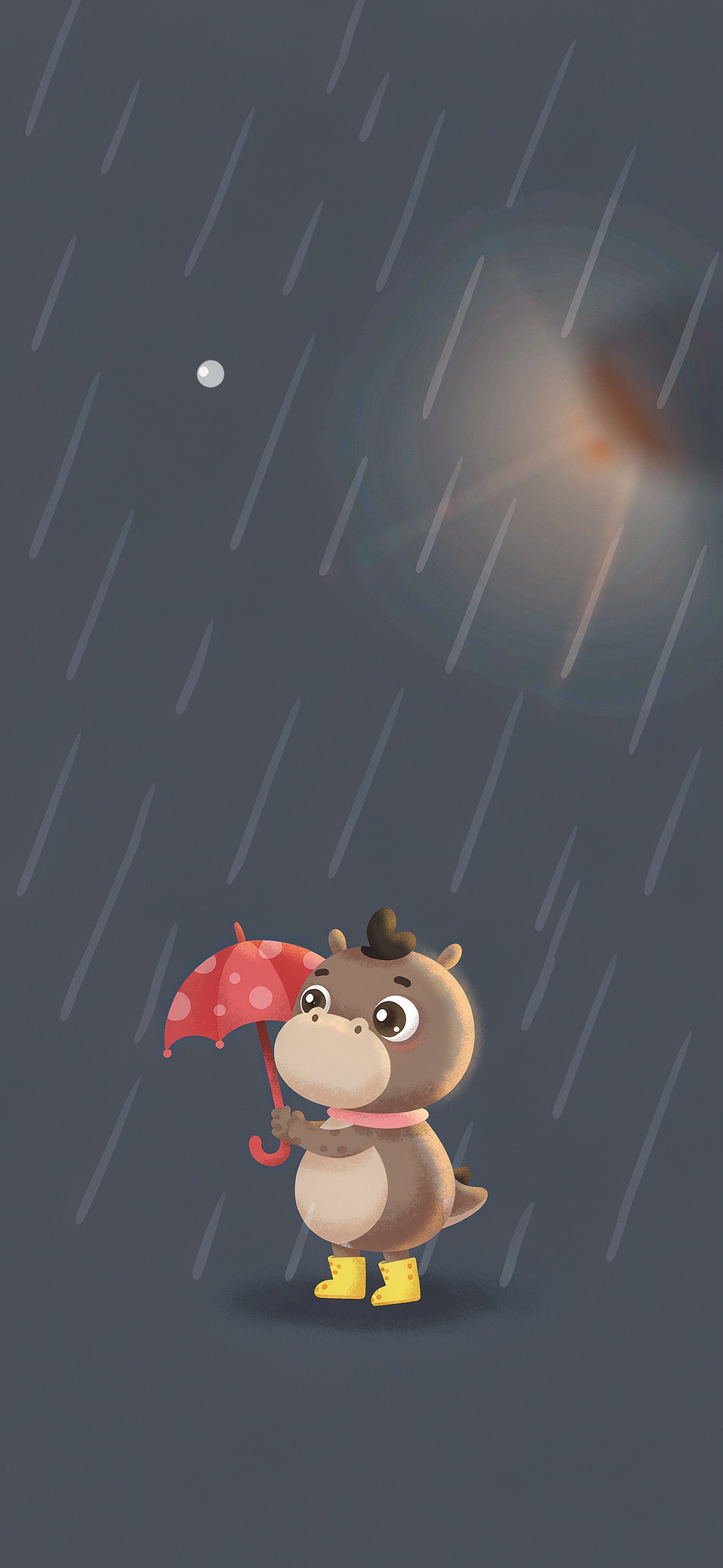 雨天小恐龙 · 1179×2556 卡通壁纸