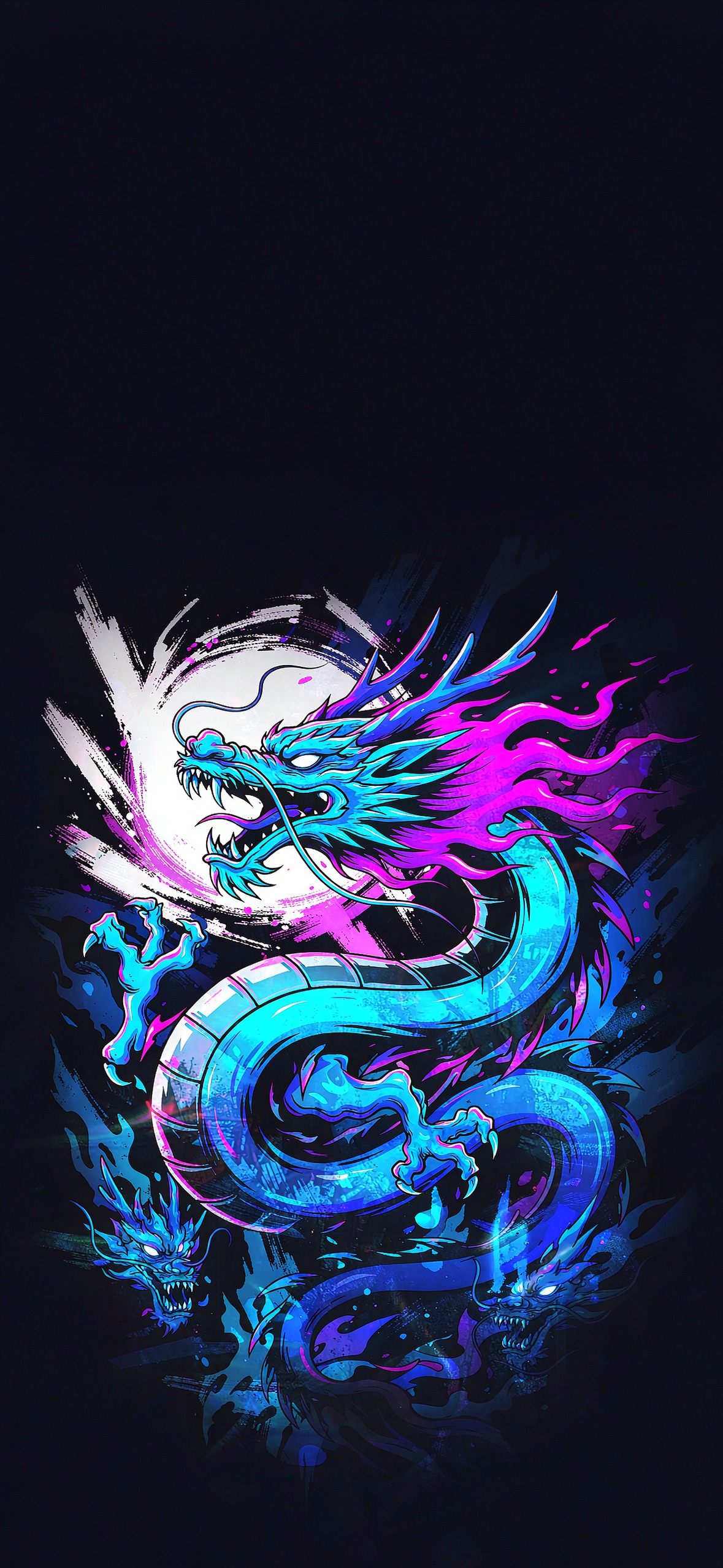 霓虹神龙 · 1179×2556 赛博朋克壁纸