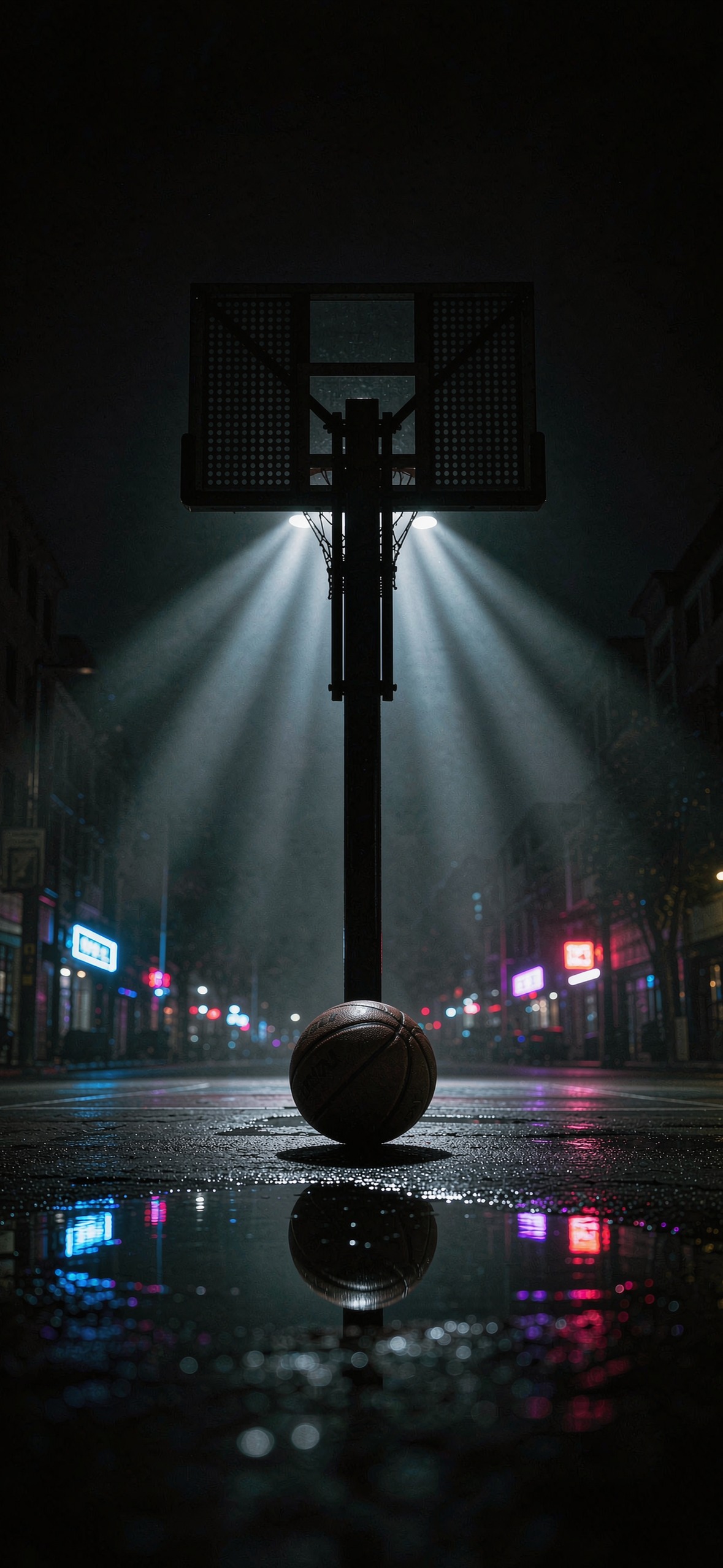 雨夜篮框 · 1179×2556 潮流壁纸
