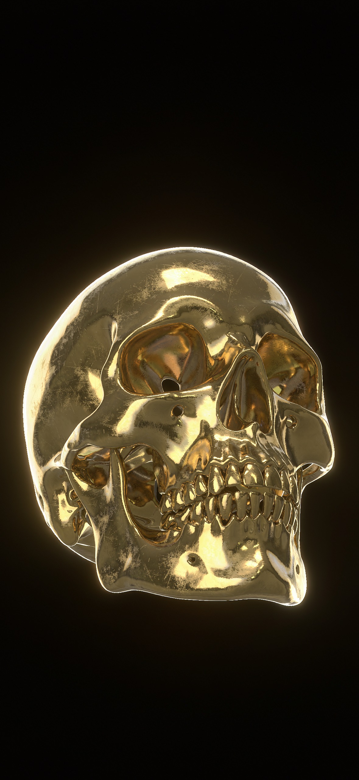 鎏金颅骨 · 雕塑 · 1179×2556 暗黑壁纸