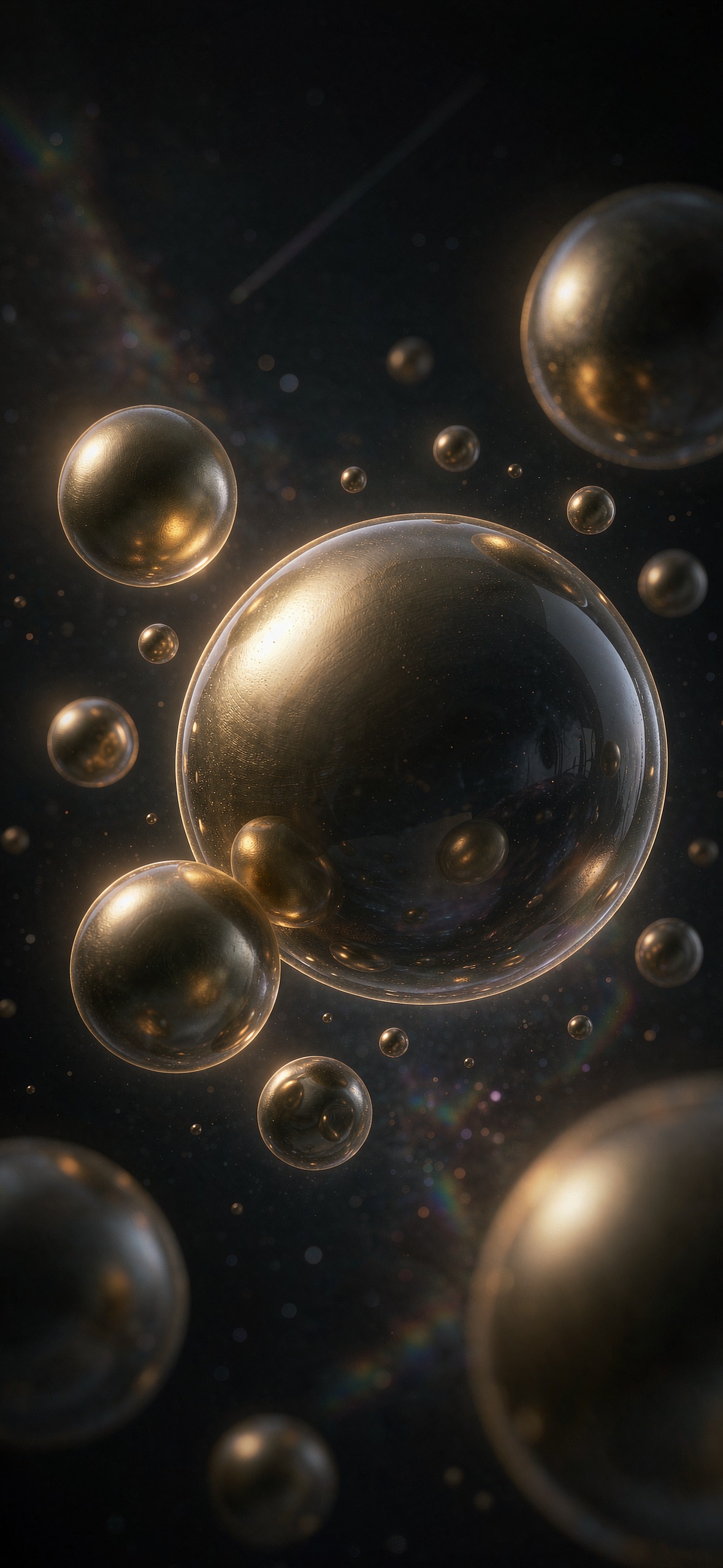 金色泡泡星球 · 1179×2556 潮流壁纸